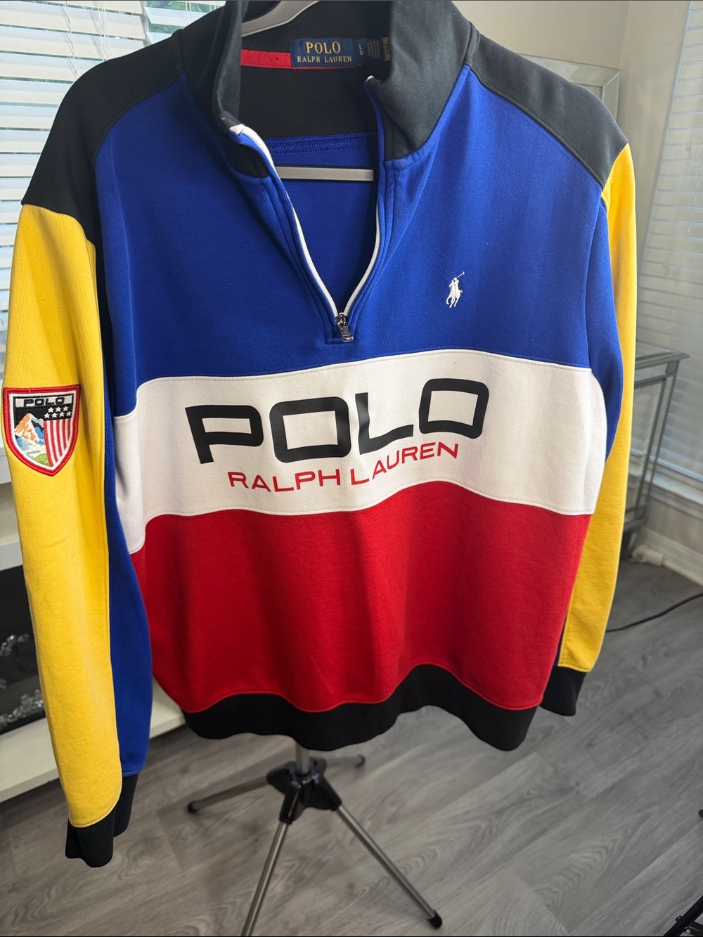 Polo by Ralph Lauren Colorblock Quarter-Zip Sweater in Blue/Red/Yellow